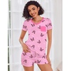 image:imageEkouaer Womens Pajama Sets Shorts Soft 2 Piece Lounge Set with Chest Pocket  Lightweight Sleepwear Vneck short sleeve top with drawstring shorts casual Pjs for allseason daily wear available in XSButterfly