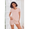 image:imageEkouaer Womens Pajama Sets Shorts Soft 2 Piece Lounge Set with Chest Pocket  Lightweight Sleepwear Vneck short sleeve top with drawstring shorts casual Pjs for allseason daily wear available in XSPink and White Stripes