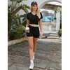 image:imageEkouaer Womens Pajama Sets Shorts Soft 2 Piece Lounge Set with Chest Pocket  Lightweight Sleepwear Vneck short sleeve top with drawstring shorts casual Pjs for allseason daily wear available in XSBlack