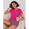 image:imageEkouaer Womens Pajama Sets Shorts Soft 2 Piece Lounge Set with Chest Pocket  Lightweight Sleepwear Vneck short sleeve top with drawstring shorts casual Pjs for allseason daily wear available in XSRose Red Plaid