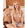 image:imageEkouaer Womens Pajama Sets Shorts Soft 2 Piece Lounge Set with Chest Pocket  Lightweight Sleepwear Vneck short sleeve top with drawstring shorts casual Pjs for allseason daily wear available in XSKhaki Plaid Teddy