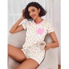 image:imageEkouaer Womens Pajama Sets Shorts Soft 2 Piece Lounge Set with Chest Pocket  Lightweight Sleepwear Vneck short sleeve top with drawstring shorts casual Pjs for allseason daily wear available in XSTulip