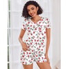 image:imageEkouaer Womens Pajama Sets Shorts Soft 2 Piece Lounge Set with Chest Pocket  Lightweight Sleepwear Vneck short sleeve top with drawstring shorts casual Pjs for allseason daily wear available in XSStrawberry