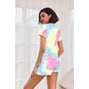 image:imageEkouaer Womens Pajama Sets Shorts Soft 2 Piece Lounge Set with Chest Pocket  Lightweight Sleepwear Vneck short sleeve top with drawstring shorts casual Pjs for allseason daily wear available in XSYellow Tie Dye