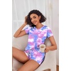 image:imageEkouaer Womens Pajama Sets Shorts Soft 2 Piece Lounge Set with Chest Pocket  Lightweight Sleepwear Vneck short sleeve top with drawstring shorts casual Pjs for allseason daily wear available in XSPink Tie Dye