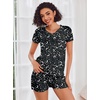image:imageEkouaer Womens Pajama Sets Shorts Soft 2 Piece Lounge Set with Chest Pocket  Lightweight Sleepwear Vneck short sleeve top with drawstring shorts casual Pjs for allseason daily wear available in XSBlack Moon Star