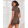 image:imageEkouaer Womens Pajama Sets Shorts Soft 2 Piece Lounge Set with Chest Pocket  Lightweight Sleepwear Vneck short sleeve top with drawstring shorts casual Pjs for allseason daily wear available in XSLeopard