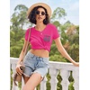 image:imageEkouaer Womens Pajama Sets Shorts Soft 2 Piece Lounge Set with Chest Pocket  Lightweight Sleepwear Vneck short sleeve top with drawstring shorts casual Pjs for allseason daily wear available in XSRose Red Plaid