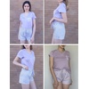 image:imageEkouaer Womens Pajama Sets Shorts Soft 2 Piece Lounge Set with Chest Pocket  Lightweight Sleepwear Vneck short sleeve top with drawstring shorts casual Pjs for allseason daily wear available in XSPurple Stripes