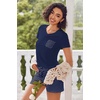 image:imageEkouaer Womens Pajama Sets Shorts Soft 2 Piece Lounge Set with Chest Pocket  Lightweight Sleepwear Vneck short sleeve top with drawstring shorts casual Pjs for allseason daily wear available in XSNavy Blue Polka Dots