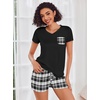 image:imageEkouaer Womens Pajama Sets Shorts Soft 2 Piece Lounge Set with Chest Pocket  Lightweight Sleepwear Vneck short sleeve top with drawstring shorts casual Pjs for allseason daily wear available in XSGrey Plaid