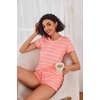 image:imageEkouaer Womens Pajama Sets Shorts Soft 2 Piece Lounge Set with Chest Pocket  Lightweight Sleepwear Vneck short sleeve top with drawstring shorts casual Pjs for allseason daily wear available in XSPink Wavy