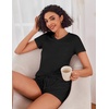 image:imageEkouaer Womens Pajama Sets Shorts Soft 2 Piece Lounge Set with Chest Pocket  Lightweight Sleepwear Vneck short sleeve top with drawstring shorts casual Pjs for allseason daily wear available in XSBlack
