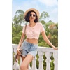 image:imageEkouaer Womens Pajama Sets Shorts Soft 2 Piece Lounge Set with Chest Pocket  Lightweight Sleepwear Vneck short sleeve top with drawstring shorts casual Pjs for allseason daily wear available in XSPink and White Stripes