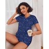 image:imageEkouaer Womens Pajama Sets Shorts Soft 2 Piece Lounge Set with Chest Pocket  Lightweight Sleepwear Vneck short sleeve top with drawstring shorts casual Pjs for allseason daily wear available in XSNavy Blue Star