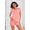 image:imageEkouaer Womens Pajama Sets Shorts Soft 2 Piece Lounge Set with Chest Pocket  Lightweight Sleepwear Vneck short sleeve top with drawstring shorts casual Pjs for allseason daily wear available in XSPink Wavy