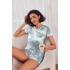image:imageEkouaer Womens Pajama Sets Shorts Soft 2 Piece Lounge Set with Chest Pocket  Lightweight Sleepwear Vneck short sleeve top with drawstring shorts casual Pjs for allseason daily wear available in XSGreytie Dye