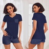 image:imageEkouaer Womens Pajama Sets Shorts Soft 2 Piece Lounge Set with Chest Pocket  Lightweight Sleepwear Vneck short sleeve top with drawstring shorts casual Pjs for allseason daily wear available in XSNavy Blue Polka Dots