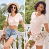 image:imageEkouaer Womens Pajama Sets Shorts Soft 2 Piece Lounge Set with Chest Pocket  Lightweight Sleepwear Vneck short sleeve top with drawstring shorts casual Pjs for allseason daily wear available in XSPink Stars