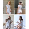 image:imageEkouaer Womens Pajama Sets Shorts Soft 2 Piece Lounge Set with Chest Pocket  Lightweight Sleepwear Vneck short sleeve top with drawstring shorts casual Pjs for allseason daily wear available in XSGray and White Stripes