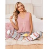image:imageEkouaer Womens Pajamas Set Sleeveless Lounge Sets Tank Top and Pants Pjs  V Neck Top Loungewear with Side Slit Comfy Lounge Pants with Pockets Elastic Waistband 2 Piece Sleepwear Loose FitTiedye Pink