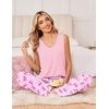 image:imageEkouaer Womens Pajamas Set Sleeveless Lounge Sets Tank Top and Pants Pjs  V Neck Top Loungewear with Side Slit Comfy Lounge Pants with Pockets Elastic Waistband 2 Piece Sleepwear Loose FitPink Butterfly