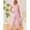 image:imageEkouaer Womens Pajamas Set Sleeveless Lounge Sets Tank Top and Pants Pjs  V Neck Top Loungewear with Side Slit Comfy Lounge Pants with Pockets Elastic Waistband 2 Piece Sleepwear Loose FitPink