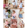 image:imageEkouaer Womens Satin Pajama Set Short Sleeve Sleepwear Button Down Pjs  Silky Smooth Satin Soft Top and Shorts Bridal Getting Ready Outfit 2 Piece Loungewear Set for Daily Sleep Wedding PartyBlue WhiteStripes