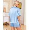 image:imageEkouaer Womens Satin Pajama Set Short Sleeve Sleepwear Button Down Pjs  Silky Smooth Satin Soft Top and Shorts Bridal Getting Ready Outfit 2 Piece Loungewear Set for Daily Sleep Wedding PartyLight Blue