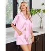 image:imageEkouaer Womens Satin Pajama Set Short Sleeve Sleepwear Button Down Pjs  Silky Smooth Satin Soft Top and Shorts Bridal Getting Ready Outfit 2 Piece Loungewear Set for Daily Sleep Wedding PartyPink WhiteStripes