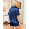 image:imageEkouaer Womens Satin Pajama Set Short Sleeve Sleepwear Button Down Pjs  Silky Smooth Satin Soft Top and Shorts Bridal Getting Ready Outfit 2 Piece Loungewear Set for Daily Sleep Wedding PartyNavy Blue