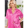 image:imageEkouaer Womens Satin Pajama Set Short Sleeve Sleepwear Button Down Pjs  Silky Smooth Satin Soft Top and Shorts Bridal Getting Ready Outfit 2 Piece Loungewear Set for Daily Sleep Wedding PartyLeopard Print Rose Pink