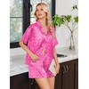 image:imageEkouaer Womens Satin Pajama Set Short Sleeve Sleepwear Button Down Pjs  Silky Smooth Satin Soft Top and Shorts Bridal Getting Ready Outfit 2 Piece Loungewear Set for Daily Sleep Wedding PartyLeopard Print Rose Pink