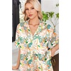 image:imageEkouaer Womens Satin Pajama Set Short Sleeve Sleepwear Button Down Pjs  Silky Smooth Satin Soft Top and Shorts Bridal Getting Ready Outfit 2 Piece Loungewear Set for Daily Sleep Wedding PartyFlowersPlantsPink
