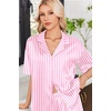 image:imageEkouaer Womens Satin Pajama Set Short Sleeve Sleepwear Button Down Pjs  Silky Smooth Satin Soft Top and Shorts Bridal Getting Ready Outfit 2 Piece Loungewear Set for Daily Sleep Wedding PartyPink WhiteStripes