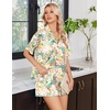 image:imageEkouaer Womens Satin Pajama Set Short Sleeve Sleepwear Button Down Pjs  Silky Smooth Satin Soft Top and Shorts Bridal Getting Ready Outfit 2 Piece Loungewear Set for Daily Sleep Wedding PartyFlowersPlantsPink