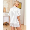 image:imageEkouaer Womens Satin Pajama Set Short Sleeve Sleepwear Button Down Pjs  Silky Smooth Satin Soft Top and Shorts Bridal Getting Ready Outfit 2 Piece Loungewear Set for Daily Sleep Wedding PartyWhite