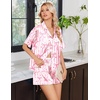 image:imageEkouaer Womens Satin Pajama Set Short Sleeve Sleepwear Button Down Pjs  Silky Smooth Satin Soft Top and Shorts Bridal Getting Ready Outfit 2 Piece Loungewear Set for Daily Sleep Wedding PartyBow HeartStripes