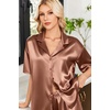 image:imageEkouaer Womens Satin Pajama Set Short Sleeve Sleepwear Button Down Pjs  Silky Smooth Satin Soft Top and Shorts Bridal Getting Ready Outfit 2 Piece Loungewear Set for Daily Sleep Wedding PartyTerracotta