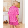 image:imageEkouaer Womens Satin Pajama Set Short Sleeve Sleepwear Button Down Pjs  Silky Smooth Satin Soft Top and Shorts Bridal Getting Ready Outfit 2 Piece Loungewear Set for Daily Sleep Wedding PartyLeopard Print Rose Pink