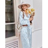 image:imageEkouaer Womens Satin Silk Pajamas Long Sleeve Button Up Pjs Lounge Sets  Soft 2Piece Set Adjustable Drawstring Waistband Side Pockets Ideal for Sleep Lounging PartyBlue Leopard