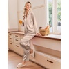 image:imageEkouaer Womens Satin Silk Pajamas Long Sleeve Button Up Pjs Lounge Sets  Soft 2Piece Set Adjustable Drawstring Waistband Side Pockets Ideal for Sleep Lounging PartyChampagne