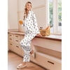 image:imageEkouaer Womens Satin Silk Pajamas Long Sleeve Button Up Pjs Lounge Sets  Soft 2Piece Set Adjustable Drawstring Waistband Side Pockets Ideal for Sleep Lounging PartyWhite Winebowl
