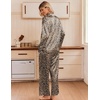 image:imageEkouaer Womens Satin Silk Pajamas Long Sleeve Button Up Pjs Lounge Sets  Soft 2Piece Set Adjustable Drawstring Waistband Side Pockets Ideal for Sleep Lounging PartyBrown Leopard