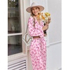 image:imageEkouaer Womens Satin Silk Pajamas Long Sleeve Button Up Pjs Lounge Sets  Soft 2Piece Set Adjustable Drawstring Waistband Side Pockets Ideal for Sleep Lounging PartyPink Bow