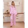 image:imageEkouaer Womens Satin Silk Pajamas Long Sleeve Button Up Pjs Lounge Sets  Soft 2Piece Set Adjustable Drawstring Waistband Side Pockets Ideal for Sleep Lounging PartyPink Bow