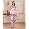 image:imageEkouaer Womens Satin Silk Pajamas Long Sleeve Button Up Pjs Lounge Sets  Soft 2Piece Set Adjustable Drawstring Waistband Side Pockets Ideal for Sleep Lounging PartyPink Winebowl