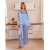 image:imageEkouaer Womens Satin Silk Pajamas Long Sleeve Button Up Pjs Lounge Sets  Soft 2Piece Set Adjustable Drawstring Waistband Side Pockets Ideal for Sleep Lounging PartyBlue Plaid Cherry