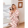 image:imageEkouaer Womens Satin Silk Pajamas Long Sleeve Button Up Pjs Lounge Sets  Soft 2Piece Set Adjustable Drawstring Waistband Side Pockets Ideal for Sleep Lounging PartyBeige Cherry