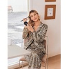image:imageEkouaer Womens Satin Silk Pajamas Long Sleeve Button Up Pjs Lounge Sets  Soft 2Piece Set Adjustable Drawstring Waistband Side Pockets Ideal for Sleep Lounging PartyBrown Leopard